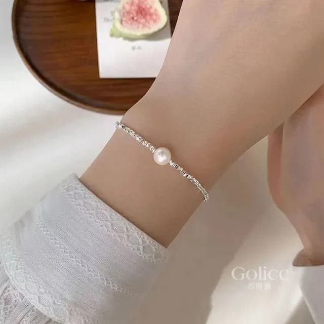 【Golicc】輕奢碎銀子 柔美珍珠手鍊(99購物限定 生日 手環 手繩 首飾 飾品 禮物)