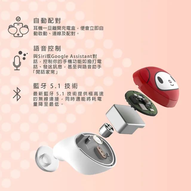 【thecoopidea】BEANS+ 真無線耳機(Sanrio/三麗鷗/美樂蒂Melody)