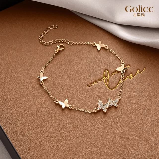 【Gulicc】手鍊 日韓 時尚 鑲鑽 蝴蝶(雙11 聖誕節 生日 手環 手繩 首飾 飾品 禮物)