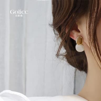 【Golicc】耳環 氣質 復古 圓形(母親節 生日 情人節 飾品 耳釘 耳飾 耳墜 禮物)
