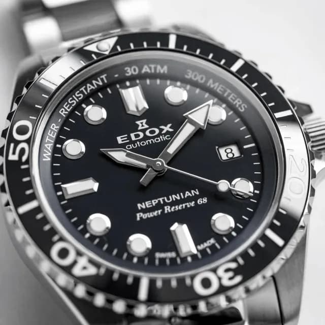 【EDOX 伊度】Neptunian 海神 68H超動能300米潛水機械錶-黑/42mm 送禮 禮物 推薦(E80801.3NM.NIN)