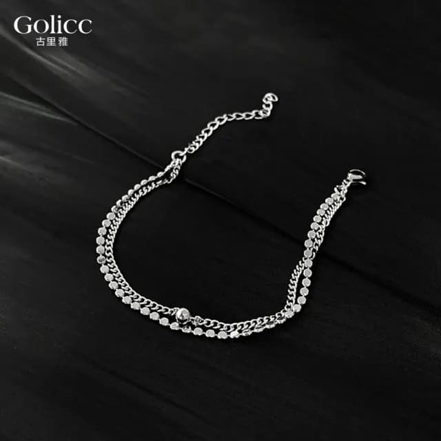 【Golicc】手鍊 嘻哈 金屬 雙層(七夕 情人節 生日 手環 手繩 首飾 飾品 禮物)