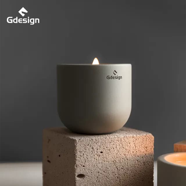 【Gdesign】簡約灰泥系質感香氛蠟燭 175g(香氛蠟燭、花香蠟燭、融蠟燈、多巴胺、擴香、情人節禮物)