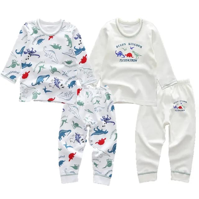 【橘魔法】恐龍 滿印無骨磨毛長袖上衣+長褲(套裝 居家服 睡衣 大童 內衣 兒童 童裝 男童 中童)