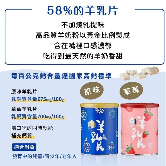 【羊舍】58%羊乳片130顆*6入(咀嚼鈣片 成人鈣片 聖誕禮物 交換禮物  兒童生日禮物)