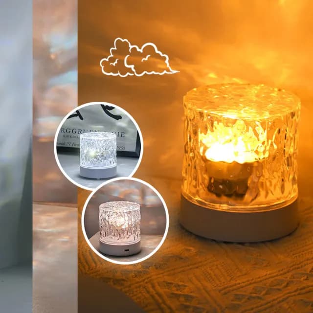 【QIDINA】驚艷網紅夢幻動態水波紋燈火焰燈-B(小夜燈 交換禮物 送禮聖誕禮物 星空燈氣氛燈)