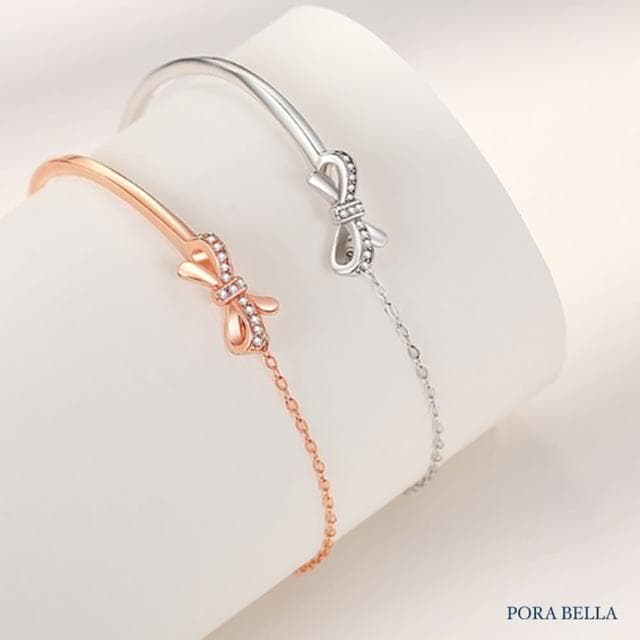 【Porabella】925純銀 蝴蝶結手鍊 輕奢ins小香風 滿鑽少女心手鏈 情人節禮物 Bracelets