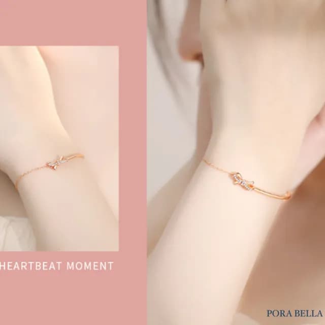 【Porabella】925純銀 蝴蝶結手鍊 輕奢ins小香風 滿鑽少女心手鏈 情人節禮物 Bracelets