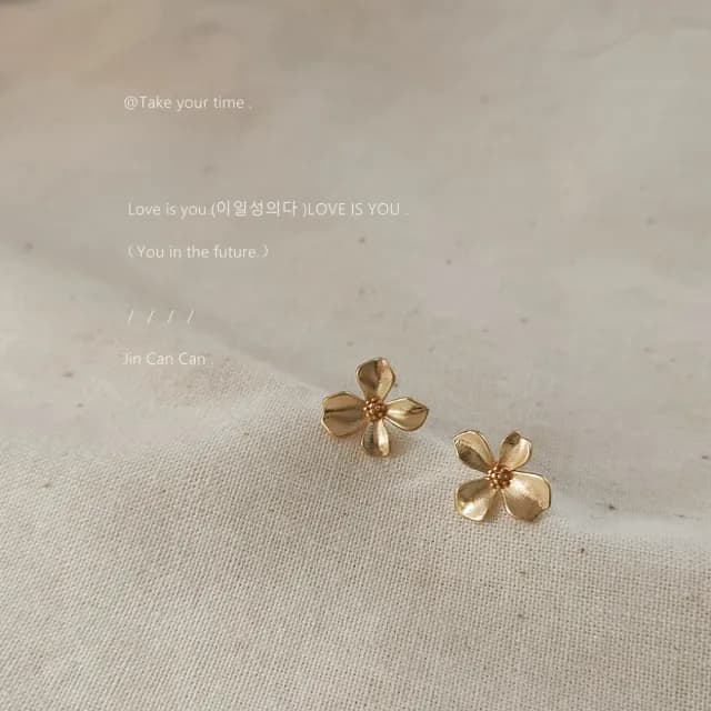 【TWINKLE】耳環 花卉系列 超mini槴子花925銀針耳環 鍍啞光#TW0202(925銀針)