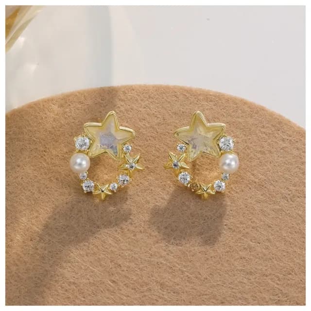 【TWINKLE】耳環/耳夾 925銀針 海星系列蝴蝶花圈耳環/耳夾#TW0324(925銀 現貨)