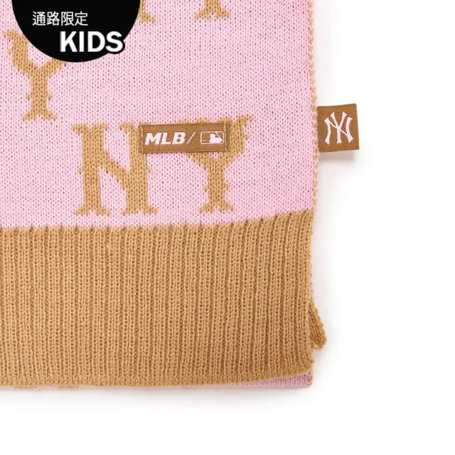 【MLB】童裝 雙面圍巾 MONOGRAM系列 紐約洋基隊(7AMFM0136-50PKS)