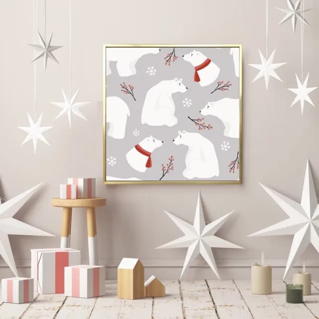 【菠蘿選畫所】滿滿北極熊 - 60x60cm(冬季聖誕裝飾掛畫/聖誕節禮物/菠蘿選畫所)