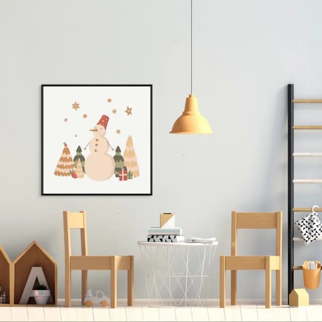 【菠蘿選畫所】聖誕雪人堆 - 40x40cm(冬季聖誕裝飾掛畫/聖誕節禮物)