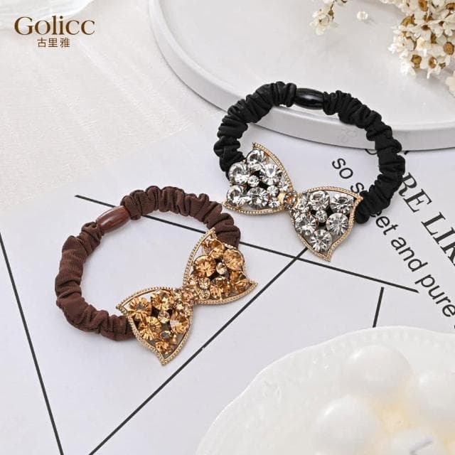 【Golicc】髮圈 韓國 大水鑽 蝴蝶結(母親節 生日 情人節 髮飾 髮帶 飾品 禮物)