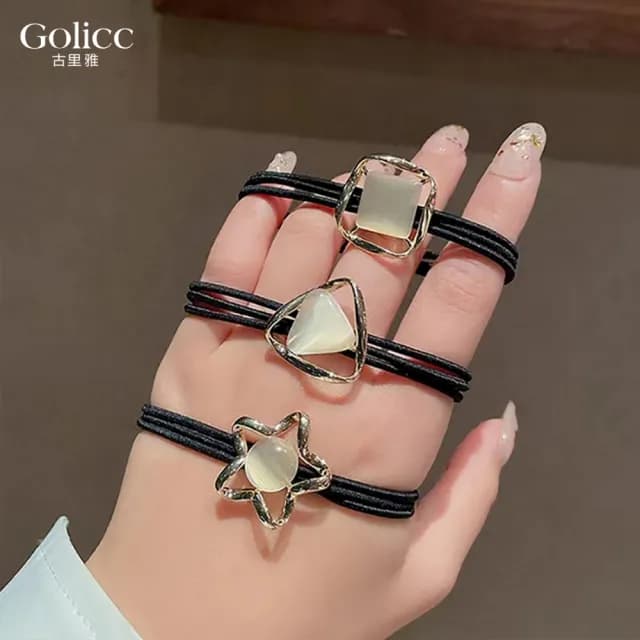 【Gulicc】髮圈 貓眼石 簡約 幾何(雙11 聖誕節 生日 髮飾 頭飾 大腸圈 髮夾 禮物)