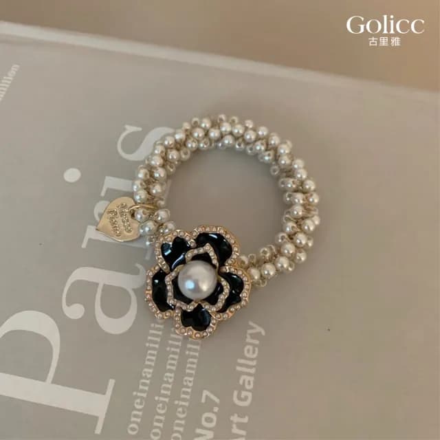 【Gulicc】髮圈 韓國 小香風 山茶花 珍珠(雙11 聖誕節 生日 髮飾 頭飾 鯊魚夾 抓夾 禮物)