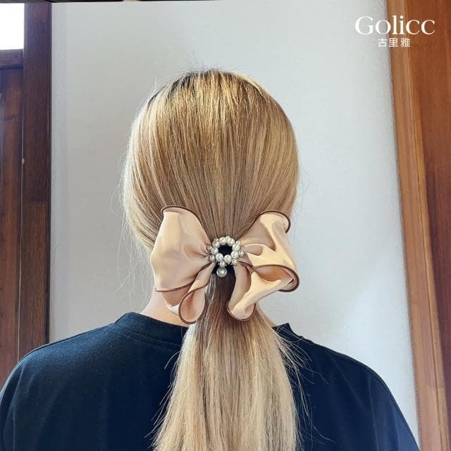【Golicc】髮圈 韓版 小香風 珍珠 蝴蝶結 馬尾髮圈(母親節 生日 情人節 髮飾 頭飾 大腸圈 髮夾 禮物)