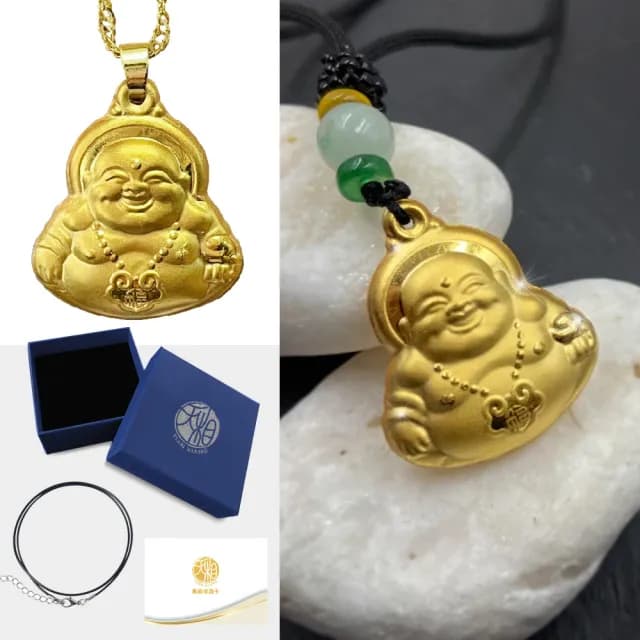 【天相】招財開運彌勒佛項鍊(財運/生日禮物/金鑲玉/黃金/奇門遁甲/特降/招財/好運)