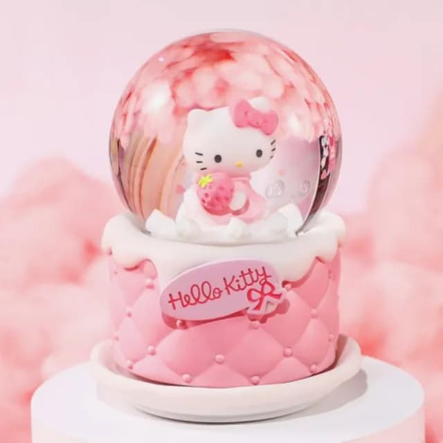 【JARLL 讚爾藝術】Hello Kitty生日派對蛋糕 水晶球音樂盒(官方授權)