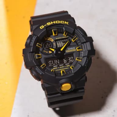 【CASIO 卡西歐】G-SHOCK 黑黃配色系列 雙顯手錶 送禮 禮物 推薦(GA-700CY-1A)