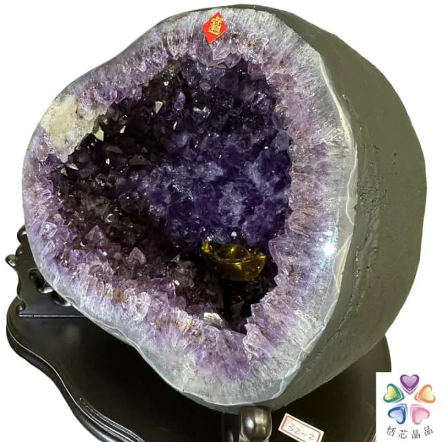 【恬芯晶品】9.16kg巴西頂級紫晶圓洞聚寶盆AM30(桌上型聚財招財貴人開運風水擺件帝王紫水晶洞新居禮物)