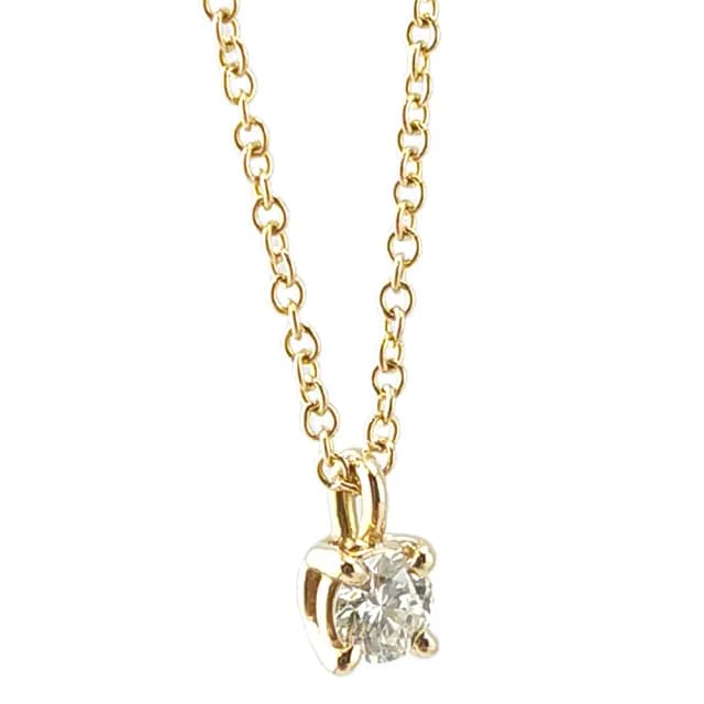 【Tiffany&Co. 蒂芙尼】18K玫瑰金-經典四爪鑽石墜飾女用頸鍊項鍊(展示品)