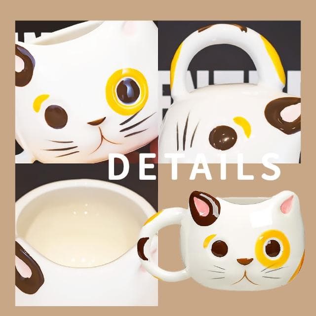 【黑輪貓】日式三花貓咪陶瓷馬克杯(可愛 造型 咖啡杯 牛奶杯 加厚防滑 水杯 茶杯 露營 辦公室 交換禮物)