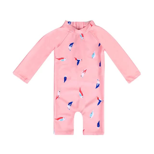 【Baby 童衣】防曬泳衣 女寶寶長袖連身泳裝 小清新泳衣 88521(共一色)