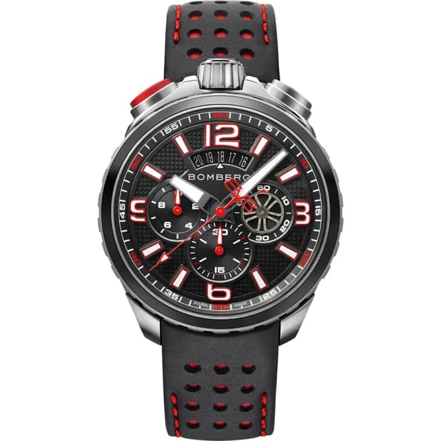【BOMBERG】炸彈錶 BOLT-68 復刻黑紅三眼計時手錶 送禮 禮物 推薦(BS45CHSP.061-1.11)