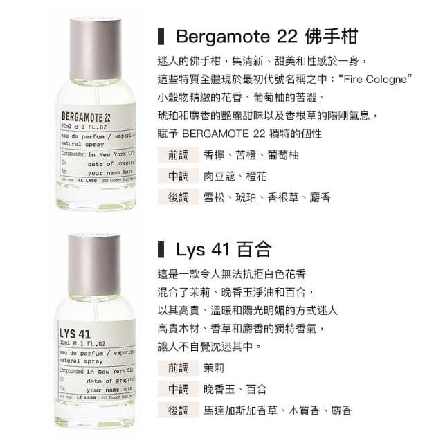 【Le Labo】淡香精 30ml 多款任選(國際航空版)