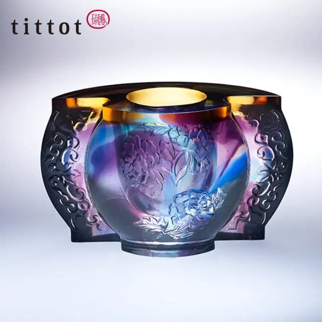 【tittot 琉園】富貴芬芳  琉璃 擺飾 聚寶盆(聚寶盆/禮物/大富翁/訂製/藝術品/禮贈/祝福/結婚/退休/喜慶)