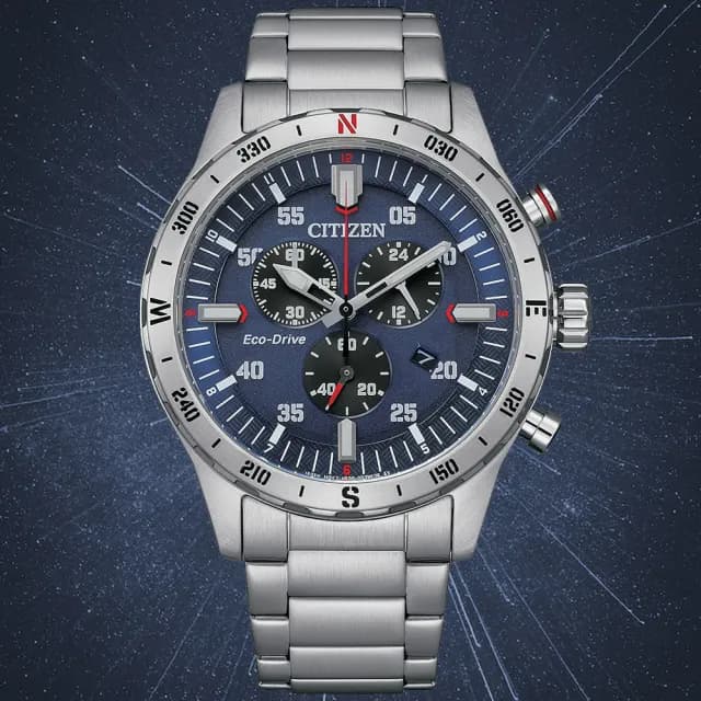 【CITIZEN 星辰】Chronograph系列 型男時尚 光動能 三眼計時腕錶 畢業禮物 送禮 推薦(AT2520-89L)