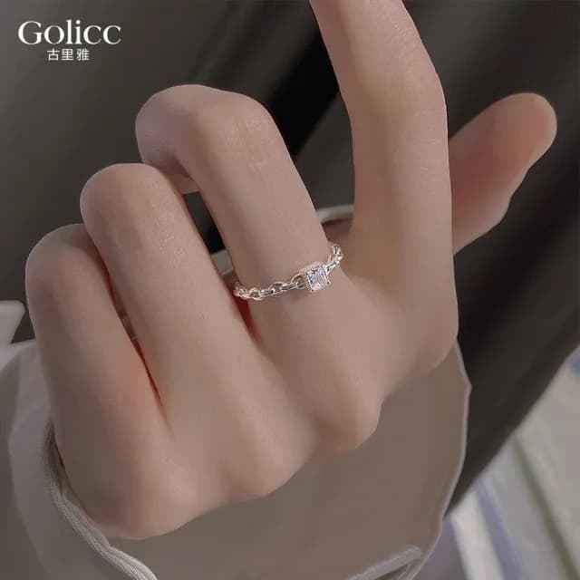 【Golicc】戒指  韓版 微鑲 鍊條 食指戒(99購物限定 生日 造型戒 食指戒 尾戒 禮物)