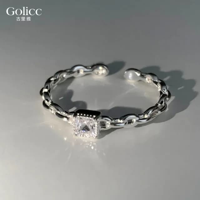 【Golicc】戒指  韓版 微鑲 鍊條 食指戒(99購物限定 生日 造型戒 食指戒 尾戒 禮物)