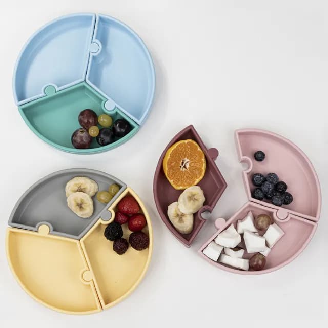 【minikoioi】土耳其製 防滑防傾倒吸盤矽膠拼圖餐盤 多色可選(兒童學習餐具)