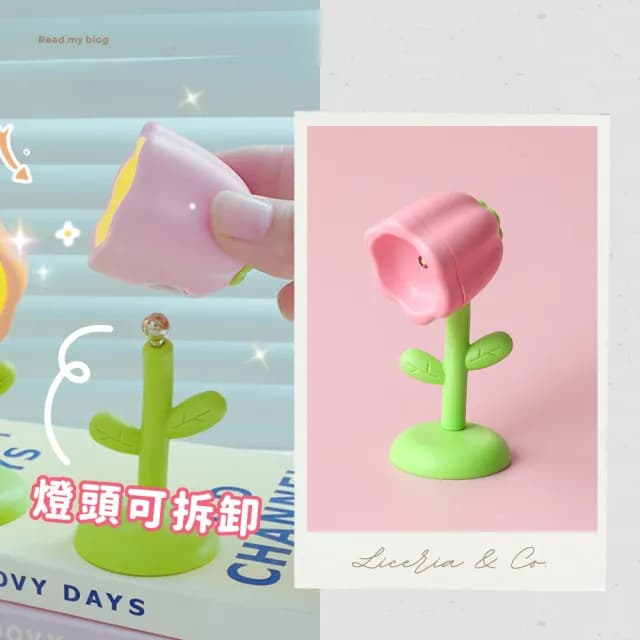 【造型桌燈】多功能迷你可愛花朵小夜燈-2入組(磁吸燈 折疊 LED 小檯燈 護眼 兒童 擺飾 裝飾品 生日禮物)