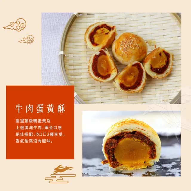 【白鵝山腳】普一牛肉蛋黃酥禮盒x1盒(50gx12入/盒-中秋月餅禮盒)