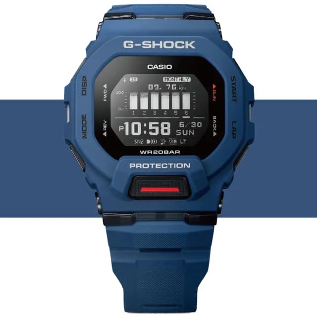 【CASIO 卡西歐】G-SHOCK 藍牙連線 方形電子運動腕錶 父親節 禮物  送禮 推薦(GBD-200-2)