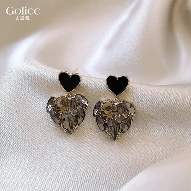 【Golicc】耳環 輕奢 心心 相映(99購物限定 生日 飾品 耳釘 耳飾 耳墜 禮物)