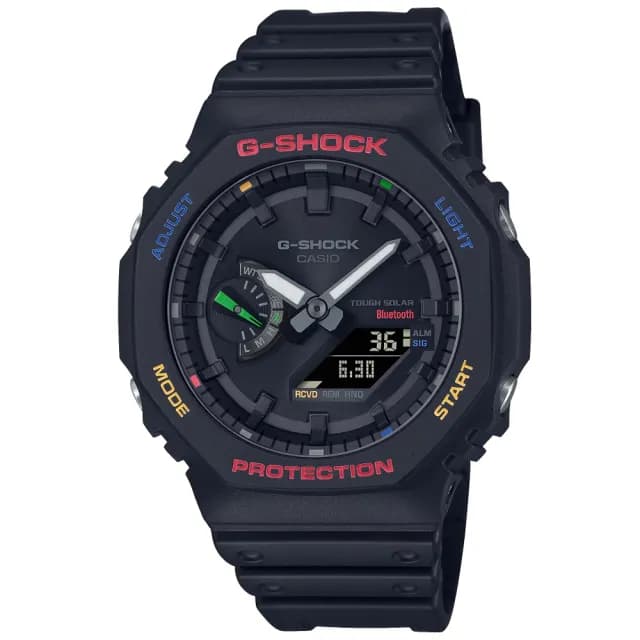【CASIO 卡西歐】G-SHOCK 藍牙連線  八角雙顯太陽能腕錶 父親節 禮物  送禮 推薦(GA-B2100FC-1A)
