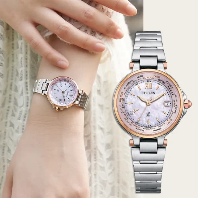 【CITIZEN 星辰】XC 心蕊 光動能電波萬年曆女錶-29mm 手錶 送禮 推薦(EC1011-62W)
