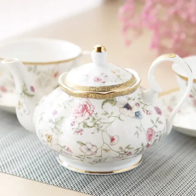 【Just Home】繁花祕境新骨瓷1壺6杯午茶組(咖啡杯+壺 午茶組)