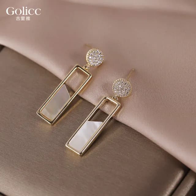 【Golicc】耳環 歐美 長方 輕奢(七夕 情人節 生日 飾品 耳釘 耳飾 耳墜 禮物)