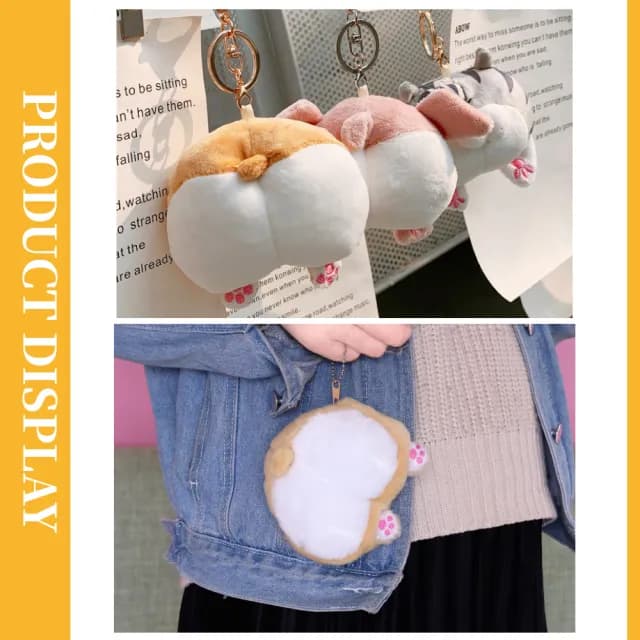 【可愛毛絨】雙11 柯基屁屁造型零錢包(學生 禮物 掛件 隨身小包包吊飾 鑰匙圈 錀匙扣 小