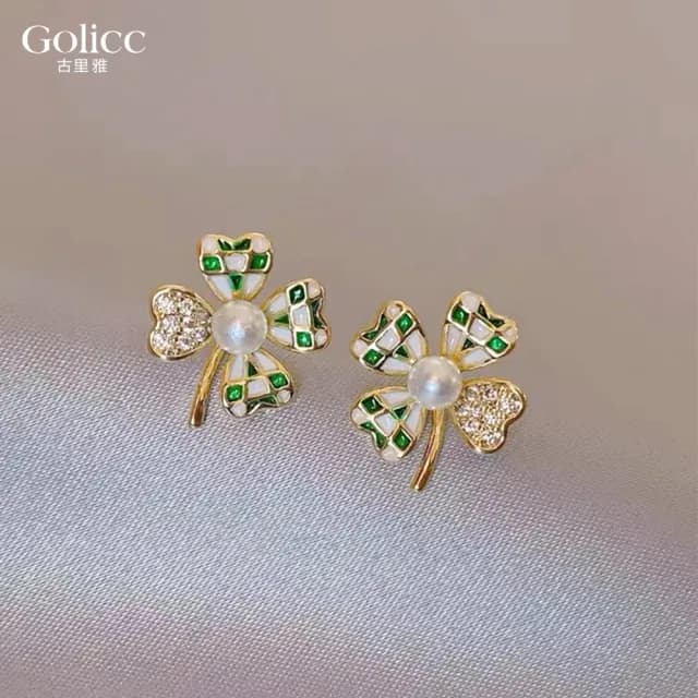 【Golicc】耳環 幸運草(七夕 情人節 生日 飾品 耳釘 耳飾 耳墜 禮物)