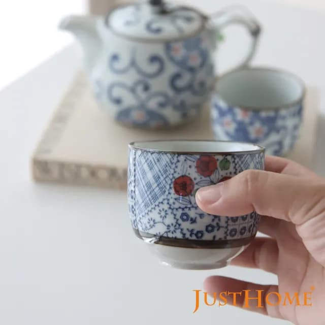 【Just Home】御京繪陶瓷一壺五杯茶具組(茶杯+茶壺490ml)