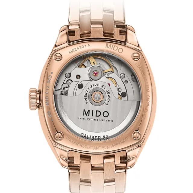 【MIDO 美度】官方授權 Belluna 皇室真鑽機械女錶-33mm 手錶 禮物 推薦(M0243073303600)