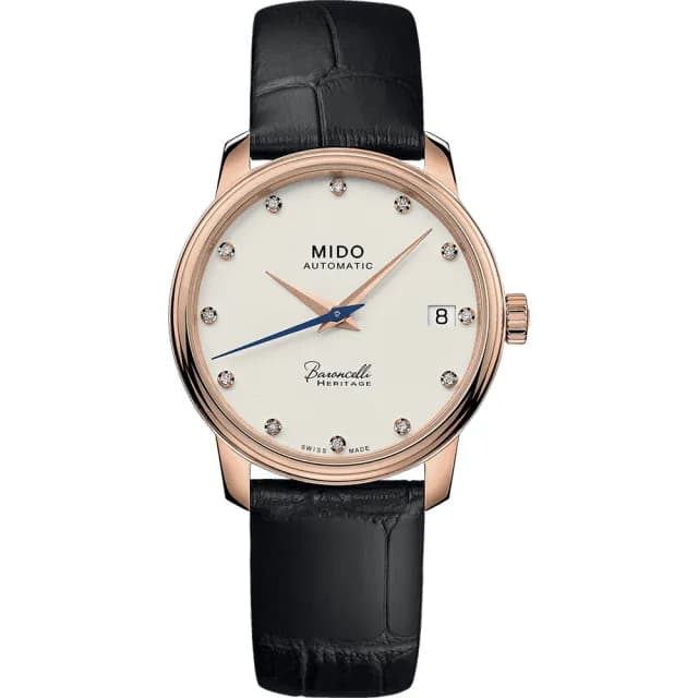 【MIDO 美度】官方授權 Baroncelli 永恆系列 鑽石機械女錶-33mm 手錶 禮物 推薦(M0272073626600)