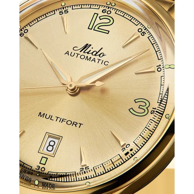 【MIDO 美度】Multifort Powerwind 先鋒系列 復古機械錶-金/40mm 七夕 情人節禮物(M0404073302700)