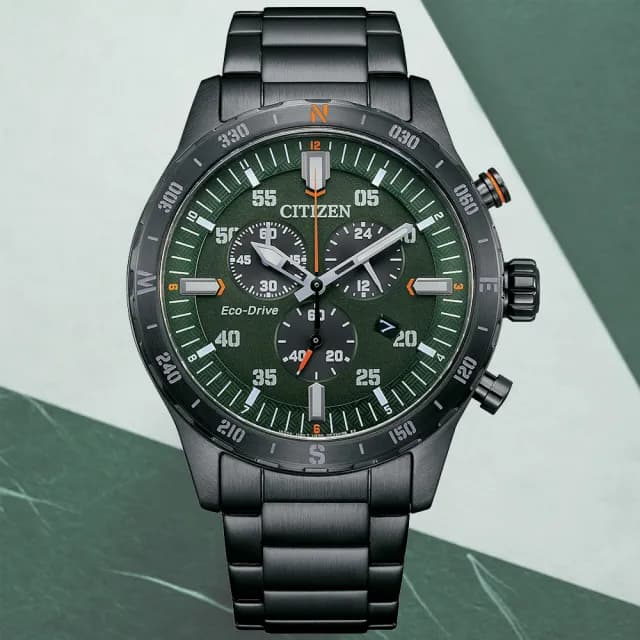 【CITIZEN 星辰】Chronograph系列 三眼計時光動能腕錶 七夕 情人節 送禮 推薦(AT2527-80X)